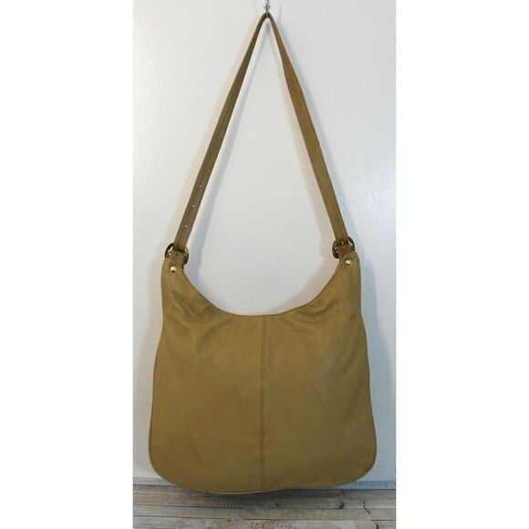 AWESOME BRIO! SOFT BEIGE TAN BRWN GENUINE LEATHER TOTE SHOULDER BAG HOBO HANDBAG - Picture 5 of 10